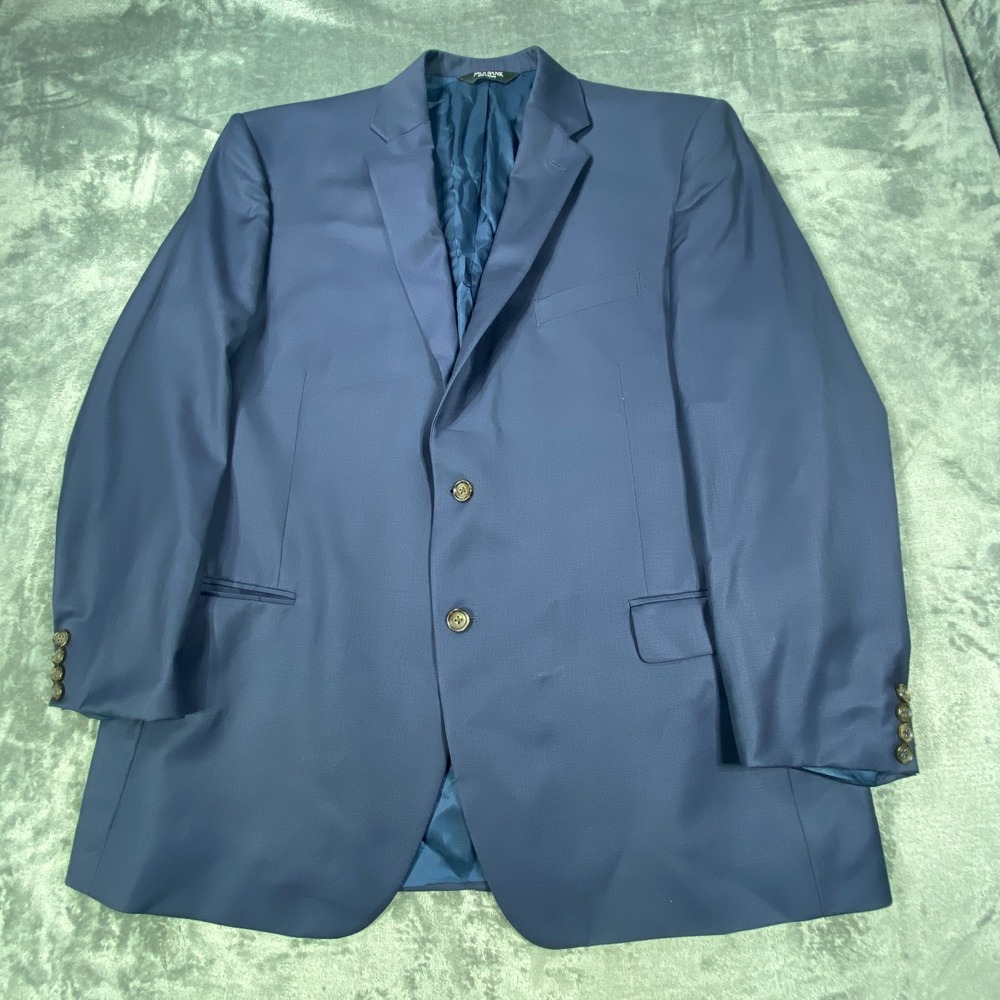 Jos A Bank Blazer Sport Coat 48L Mens Blue 100% Wool Traveler Business Office